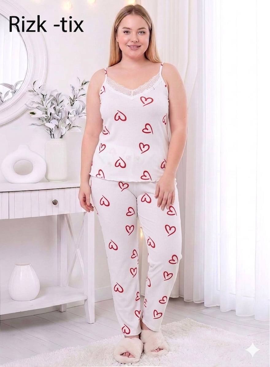 طقم لانجري بيجاما "نجوم الليل" - قطعتين مضلع بفيونكة بيضاء