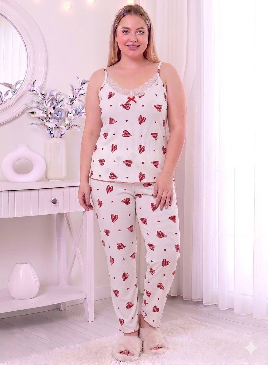 طقم لانجري بيجاما "نجوم الليل" - قطعتين مضلع بفيونكة بيضاء